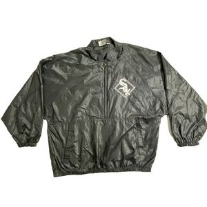Vintage Chicago White Sox Chalk Line Jacket Mens Large Black 1/2 Zip Windbreaker
